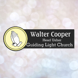 Mãos de Rezar do nome de etiqueta ou o Acelerador