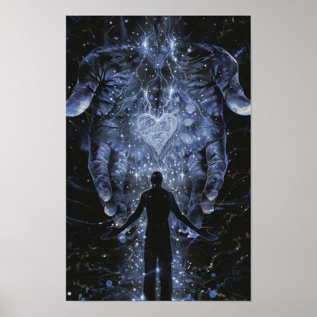 Mãos Gigantes Segurando Poster de Coração - Ar Con (Frente)