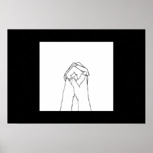 Mãos guardarando preto e branco do poster