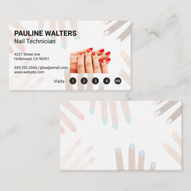 Mãos Vermelhas Nail | Cartões de Lealdade (Frente/Verso)