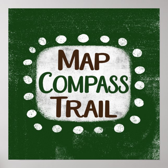 Map Compass Trail Poster Wall Art (Frente)