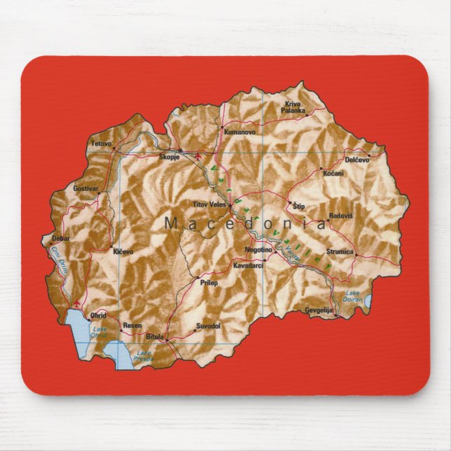 Map Mousepad da Macedônia do Norte (Frente)