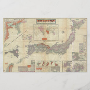 Mapa 1895 do japonês de Meiji 28 de Japão imperi