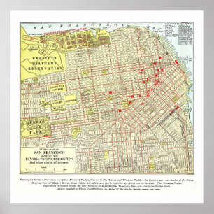 Mapa 1915 de San Francisco - poster