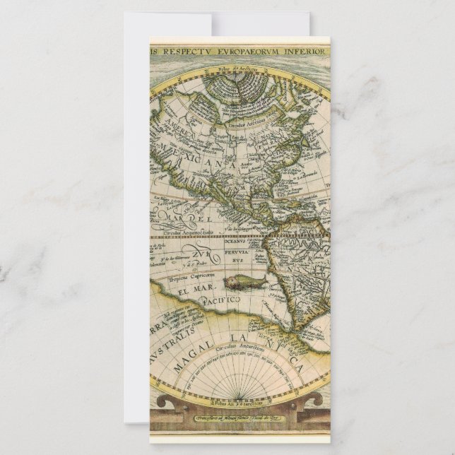 Mapa Antigo, 1596, America Sive Novus Orbis (Frente)