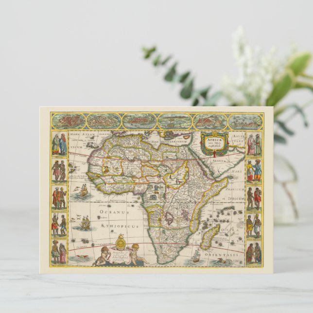 Mapa antigo da África por Hondius e Jansson (Em pé/Frente)