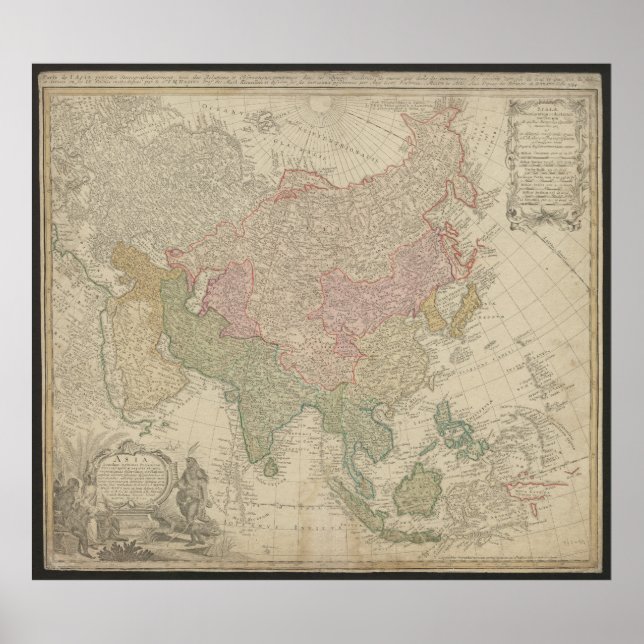 Mapa Antigo da Ásia 1744, Poster da Rússia (Frente)