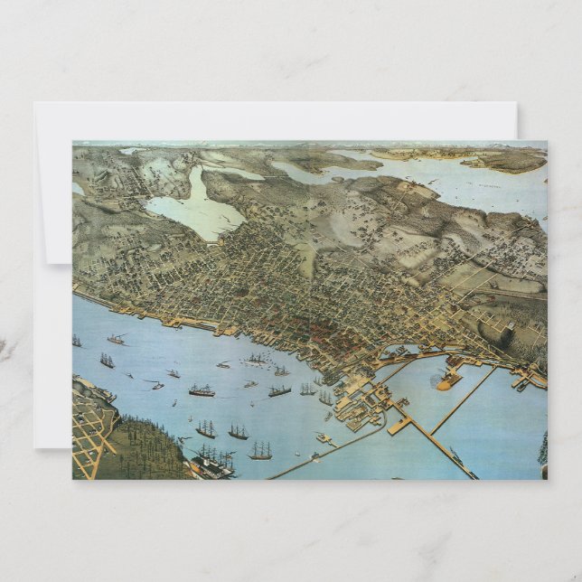 Mapa antigo da cidade aérea de Seattle Washington (Frente)