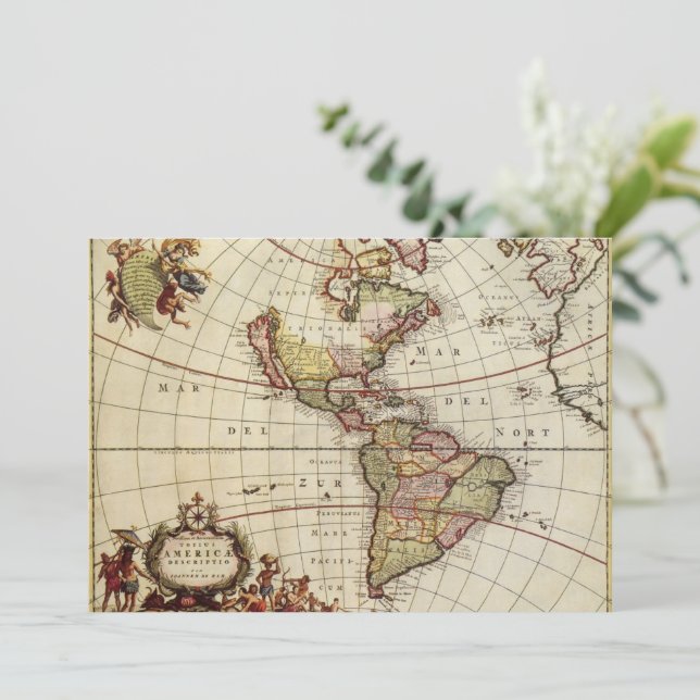 Mapa antigo das Américas por Johannes De Ram (Em pé/Frente)