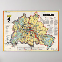 Mapa Antigo de Berlim 1961, Impressão da Era da Gu