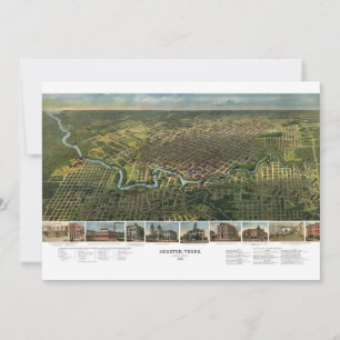 Mapa antigo de Houston, Texas com Rio Buffalo