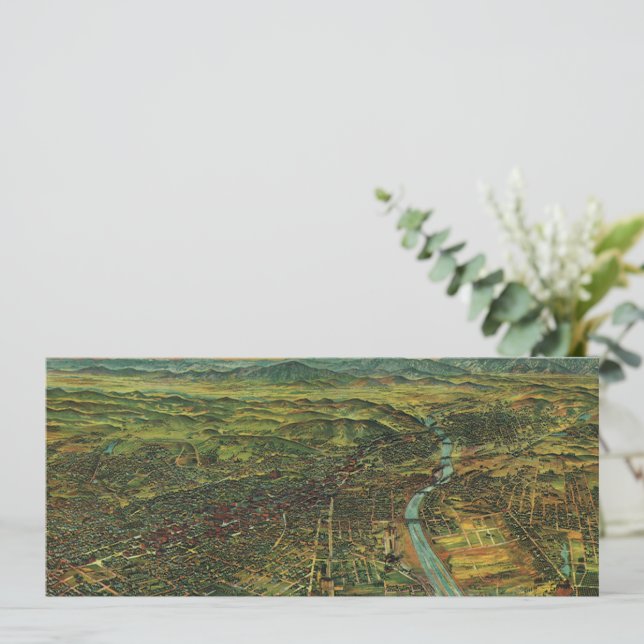 Mapa Antigo de Los Angeles, Califórnia e Rio (Em pé/Frente)