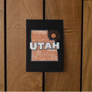 Mapa Antigo do Estado de Utah Cartão Postal de Via