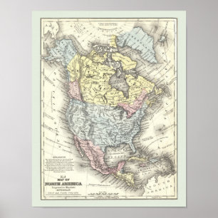 Mapa antigo do poster de America do Norte