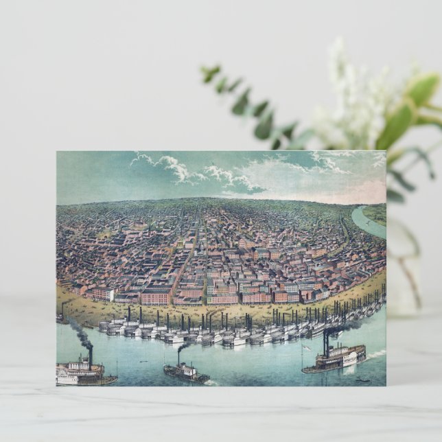 Mapa Antigo Saint Louis Missouri Rio Mississippi (Em pé/Frente)