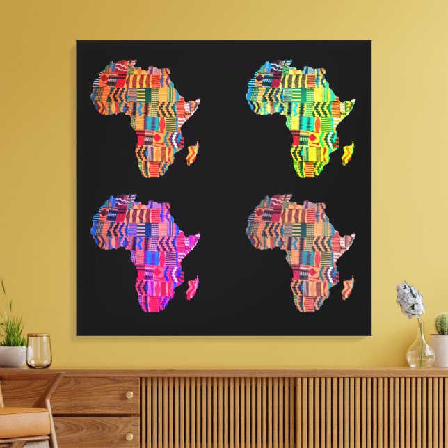 Mapa Colorido da África Impressão em Tela Esticada (Insitu(Sala de estar))