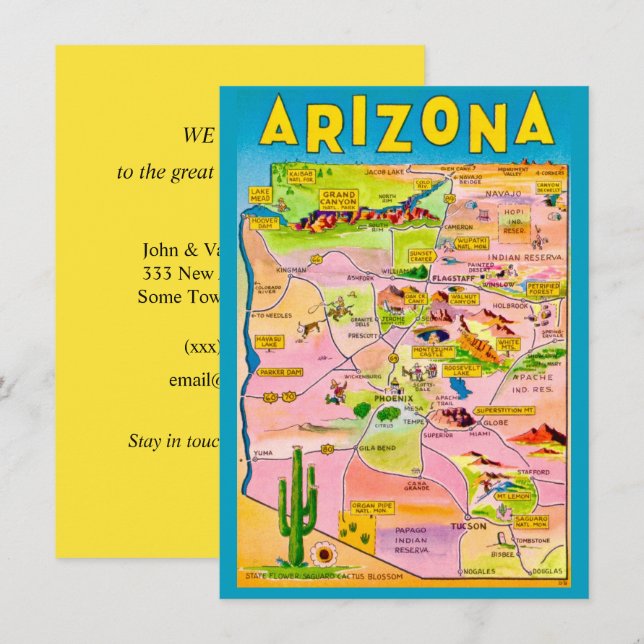 Mapa Colorido do Arizona Anúncio de Mudança (Frente/Verso)
