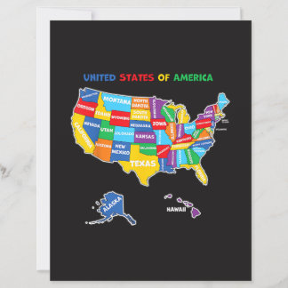 Mapa colorido dos Estados Unidos da América com es