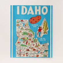 Mapa Colorido Vintage de Idaho Quebra-Cabeça 16x20