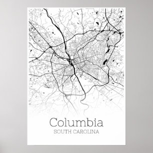 Mapa Colúmbia - Carolina do Sul - Poster do Mapa d