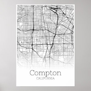 Mapa Compton - Califórnia - Poster do Mapa da Cida