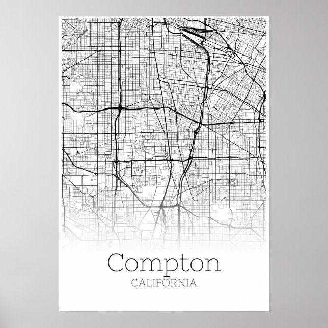 Mapa Compton - Califórnia - Poster do Mapa da Cida (Frente)