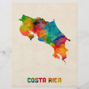 Mapa da aguarela de Costa Rica