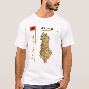 Mapa da Albânia + Sinalizador + Título T-Shirt