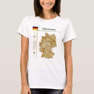 Mapa da Alemanha + Sinalizador + Título T-Shirt