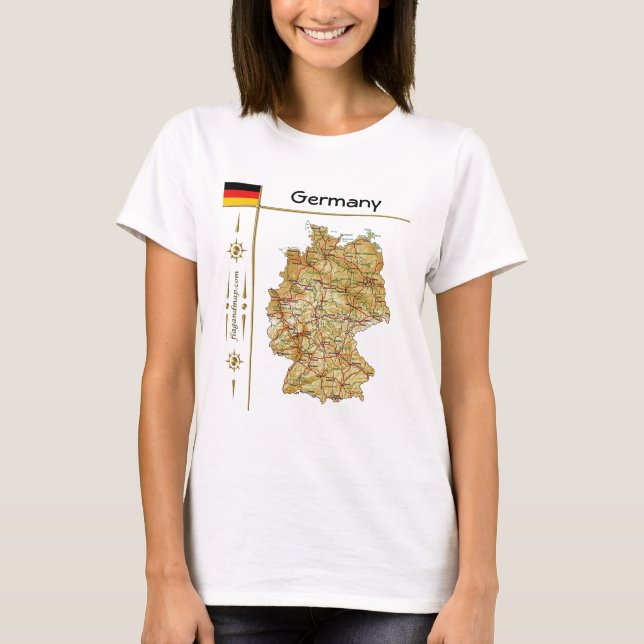 Mapa da Alemanha + Sinalizador + Título T-Shirt (Frente)