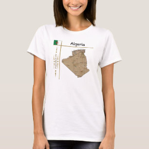 Mapa da Argélia + Sinalizador + Título T-Shirt