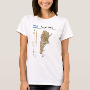 Mapa da Argentina + Sinalizador + Título T-Shirt