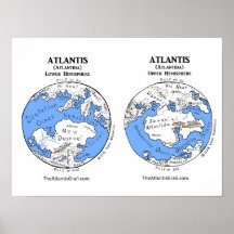 Mapa da Atlântida - Ambos Hemisférios - Poster