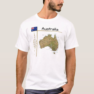 Mapa Da Austrália + Sinalizador + Título T-Shirt