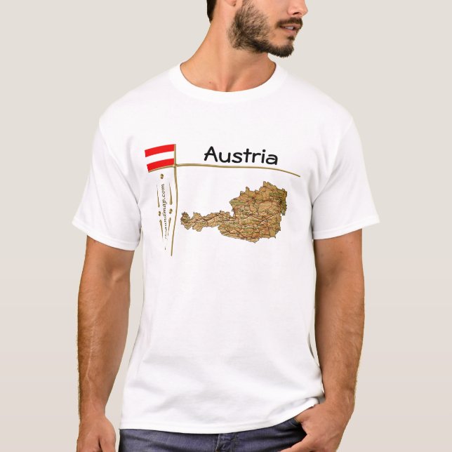 Mapa da Áustria + Sinalizador + Título T-Shirt (Frente)