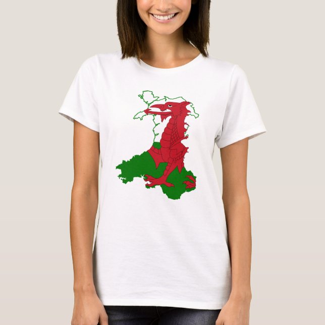 Mapa da bandeira do País de Gales T-Shirt (Frente)