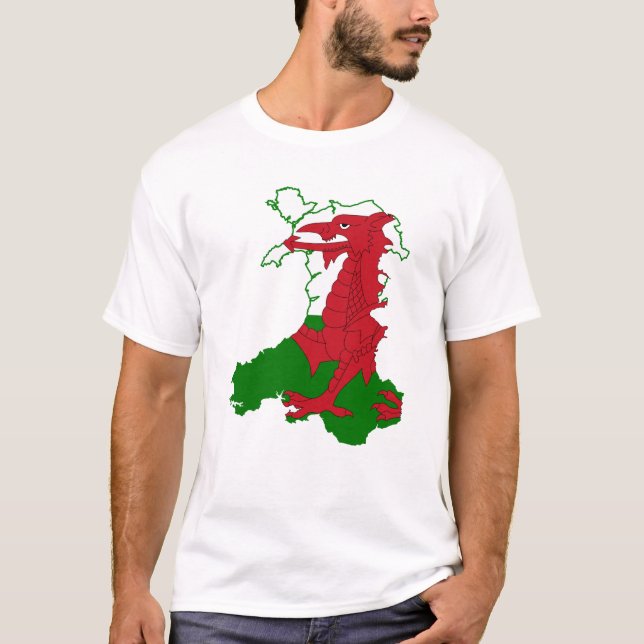 Mapa da bandeira do País de Gales T-Shirt (Frente)
