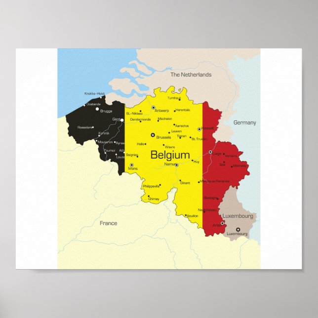 Mapa Da Bélgica - Poster (Frente)