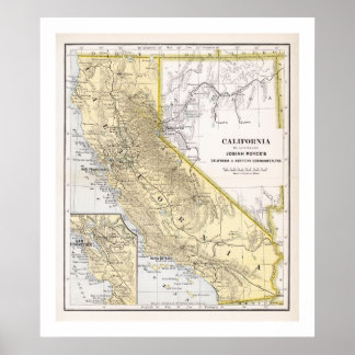 Mapa da Califórnia em Poster de 1886