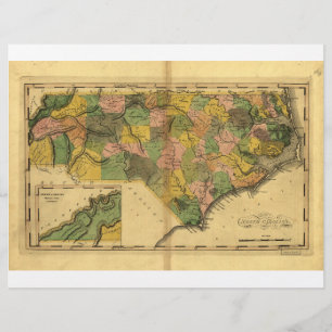 Mapa da Carolina do Norte por Mathew Carey (1814)