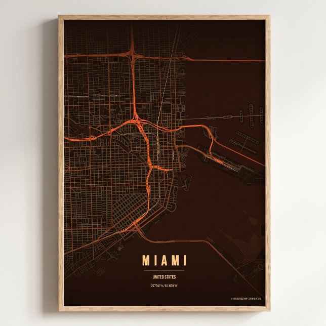 Mapa da Cidade da Flórida em Miami Impressão Poste (Criador carregado)