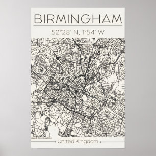 Mapa da Cidade de Birmingham Poster – Moderno Urba