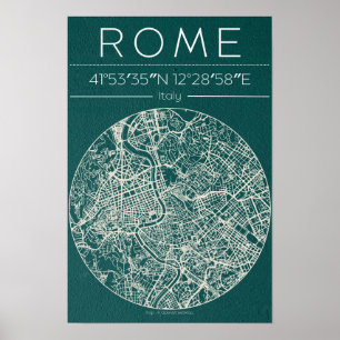 Mapa da Cidade de Roma Poster – Arte Urbana Modern
