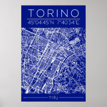 Mapa da Cidade de Torino Poster – Arquitetura em P