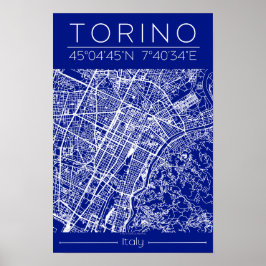 Mapa da Cidade de Torino Poster – Arquitetura em P