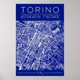 Mapa da Cidade de Torino Poster – Arquitetura em P