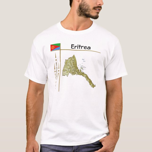 Mapa da Eritreia + Sinalizador + Título T-Shirt (Frente)