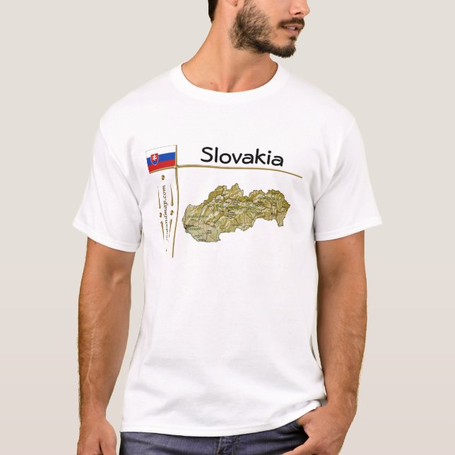 Mapa da Eslováquia + Sinalizador + Título T-Shirt (Frente)