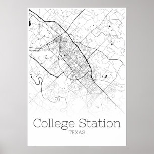 Mapa da Estação Universitária - Texas - Poster 