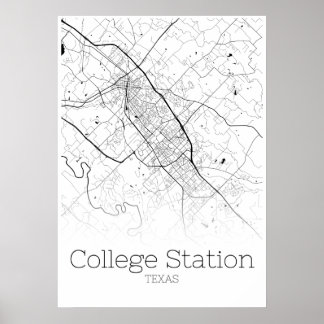Mapa da Estação Universitária - Texas - Poster do 